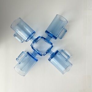 Light Blue Glass Pedestal Mugs - Set of 4